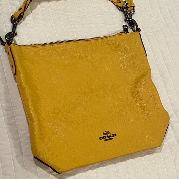 Coach F31507 Abby Duffle Mustard Yellow Gold Pebbled Leather Shoulder handbag - Picture 2 of 13